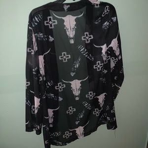 Cow skull with cross duster